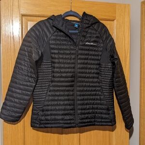 Eddie Bauer Microtherm Down Jacket with Hood Black size Large